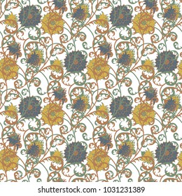 Floral Rapport Wallpaper Fabric Seamless Pattern Stock Vector (Royalty ...