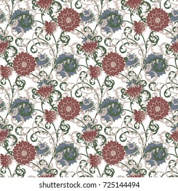 Floral Rapport Wallpaper Fabric Seamless Pattern Stock Vector (Royalty ...