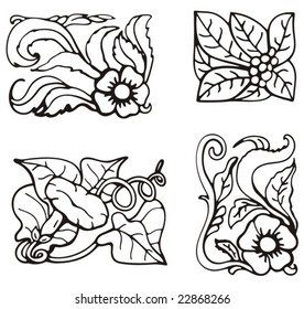 Floral rectangle design elements, vector series.