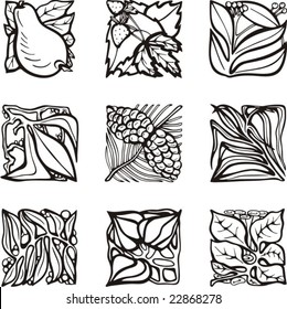 Floral rectangle design elements, vector series.