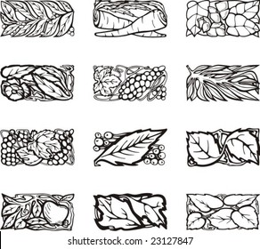 Floral rectangle design elements, vector series.