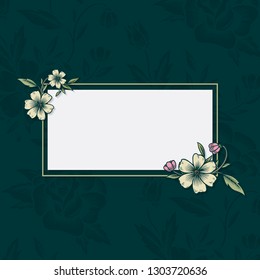 Floral rectangle framed banner vector