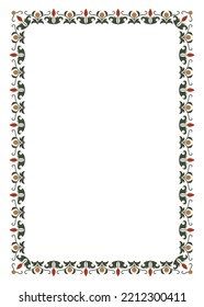 Floral rectangular frame. Vintage festive banner. Multicolored vector illustration