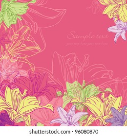 floral red background with lily