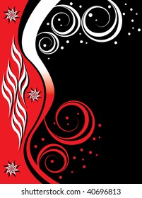 Floral in Red and Black