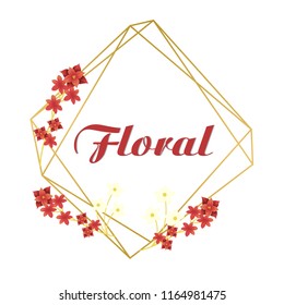 Floral Red Flower Geometry Design Pink Background Vector Image
