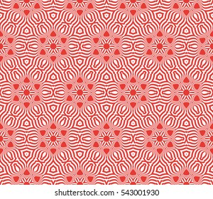 floral red geometric seamless pattern. flower and leaves. vector illustration. for Valentine's day, Wedding, greeting invitations.