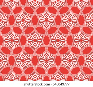 floral red geometric seamless pattern. flower and leaves. vector illustration. for Valentine's day, Wedding, greeting invitations.