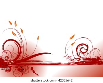 Floral red grunge design