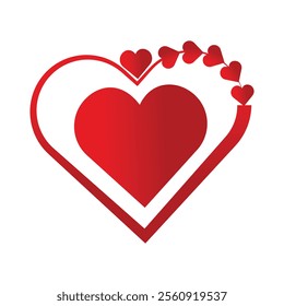 Floral red heart shape vector illustration, Heart-shaped frame for valentine