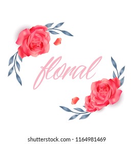 Floral Red Roses Design White Background Vector Image
