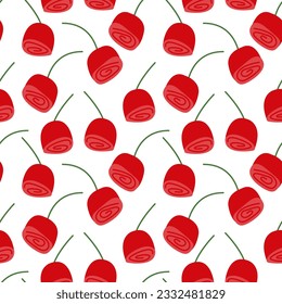 Floral red roses pattern. Hand drawn millefleurs seamless pattern with red roses. Trend ditsy background