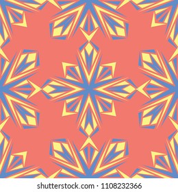 Floral red seamless pattern. Bright colored background with yellow and blue flower elements for wallpapers, textile and fabrics