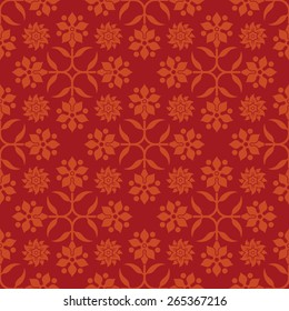 Floral red seamless pattern. Decoration for wallpaper, fabrics, tiles and mosaics. Perfect for greetings, invitations and announcements. Floral elements, ornate background. Editable vector file.