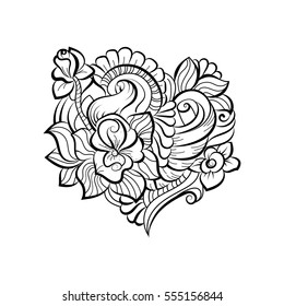 floral red valentine heart. decorative element for design 