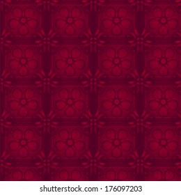 Floral red wallpaper. Seamless. Vector illustration