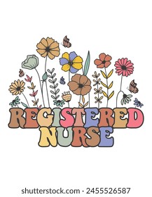 Floral registered nurse vintage Flower profession svg