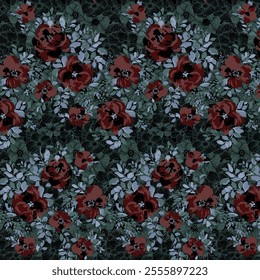 Floral Repeat colored pattern in Petals look.
