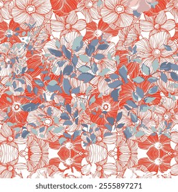 Floral Repeat colored pattern in Petals look.
