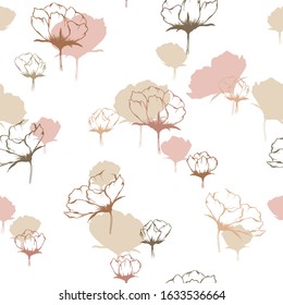 Floral repeat pattern. Botanical vector design great for textile, packages, wrapping,etc.