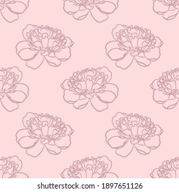 Floral repeat pattern, peony pastel pink vector background repeat. Flower repeat simple flower.