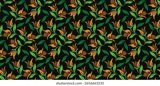 Azulejo de repetición floral con flores estilizadas