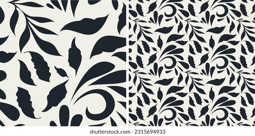 Patrón de repetición floral. Patrón de repetición sin fisuras dibujado a mano. Archivo vectorial editable. Puede utilizarse como fondo, papel impreso, tela de moda, papel tapizado, papel envolvente, etc.