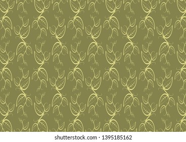 Floral repeating pattern ornament on green background