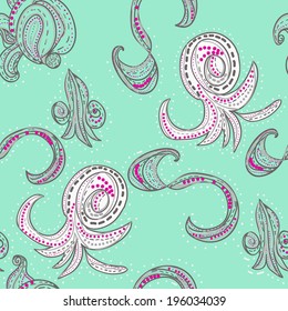 floral repeating seamless pattern with oriental elements