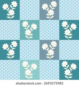 Floral  repeating tile  pattern textured pastel blue background vector Bunch of colorful flowers modern simple wallpaper, tile , wallpaper, fabric, textile, cards, covers ,banners ,branding .