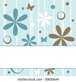 floral retro background with copy space, vector illustration