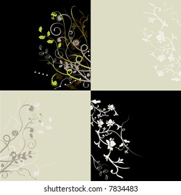 Floral Retro Background - lots of vector elements