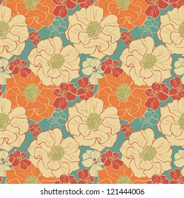 Floral retro colored hand-drawn  wallpaper
