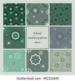 Floral retro colorful vector seamless patterns set. Elements for your design. Eps10