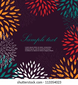 Floral retro frame. Vector design template.