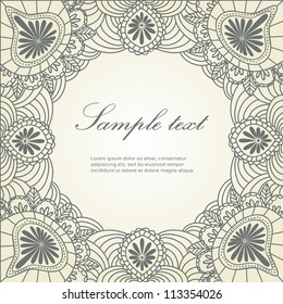 Floral retro frame. Vector design template.