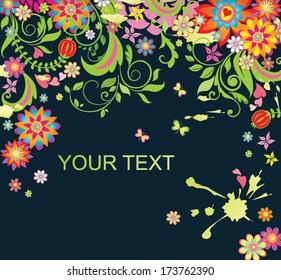 Floral retro ornate background