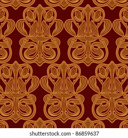 floral retro pattern in dark red colors