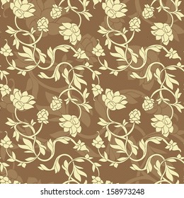 Floral retro pattern, elegant brown color, Best for drapery, cover design etc. Seamless