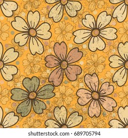Floral retro pattern, vintage background, vector illustration.