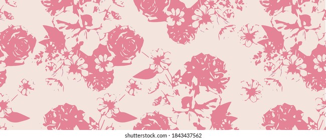 Floral  Retro silhouette meadow flowers seamless pattern in vector EPS10, Retro style design for fashion , fabric,web, wallpaper ,wrapping and all prints on vintage  background