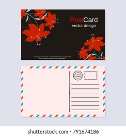 Floral retro style postcard vector design template