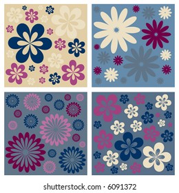 floral retro vector flower design background