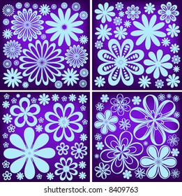 floral retro vector flower design background