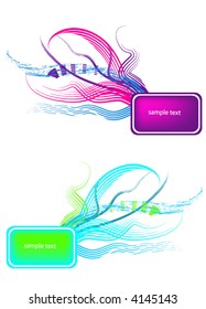 floral retro vector frame banner for text or photo