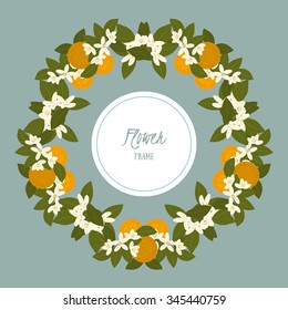 Floral retro vintage background, vector illustration, orange