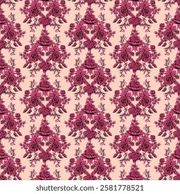 floral retro vintage pattern rosa.
