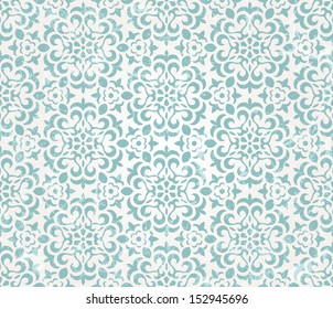 Floral retro wallpaper with grunge effect. Seamless background. EPS 10 vector illustration.