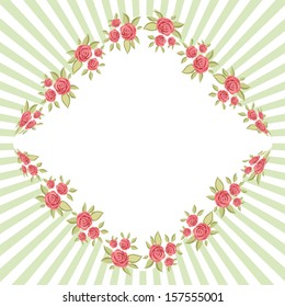 Floral rhombus vintage frame as shabby chic style roses