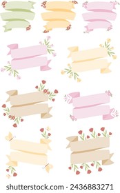 Floral ribbon banners vector art features beautifully crafted banners adorned with floral elements, perfect for adding a touch of elegance to designs, whether it's for invitations, greetings, etc.